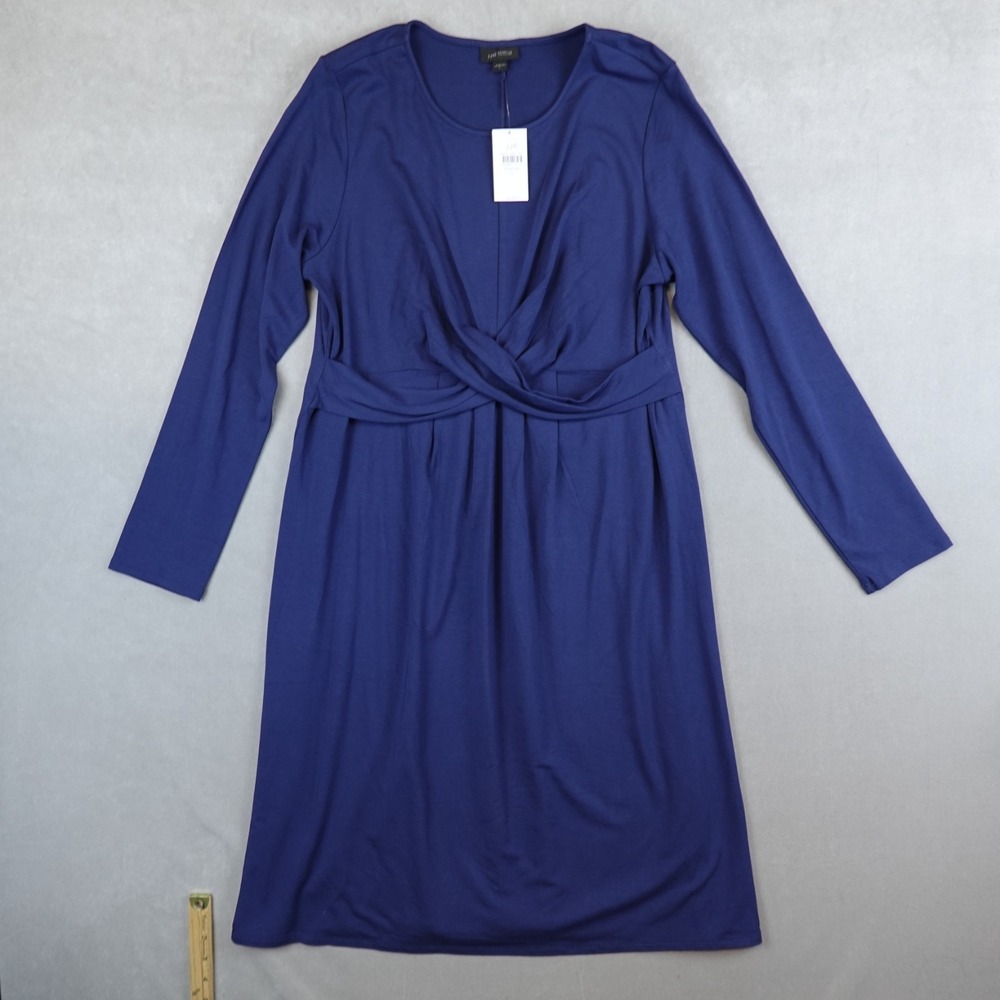 NWT J Jill Dress Wearever Draped Front Midi Evening Blue Womens Large